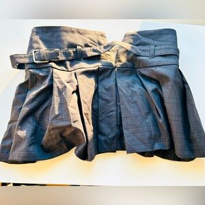 Plaid Grey Belted Skirt